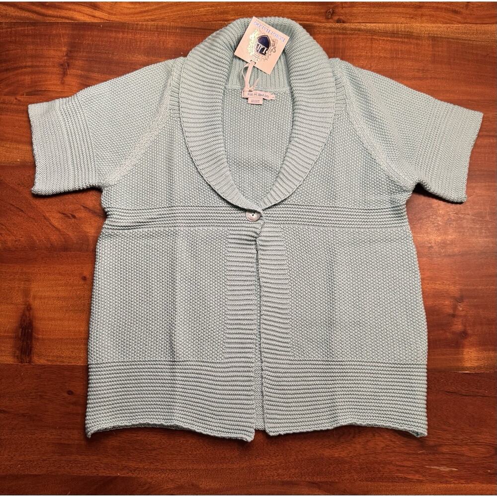 Luigi Baldo Women’s Turquoise Acrylic Knit One Button Cardigan Sz L - NEW
